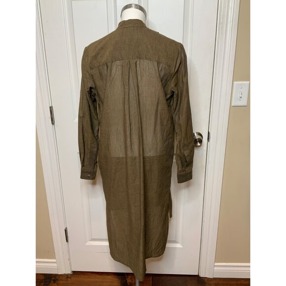 Mona Thalheimer Brown Long Sleeve Pleated Cotton Shirt Dress, Size XS - Picture 6 of 10